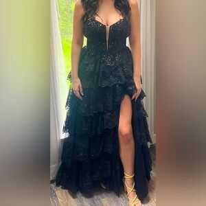 Black prom dress worn once!  Size 12 but she is a true size 6.